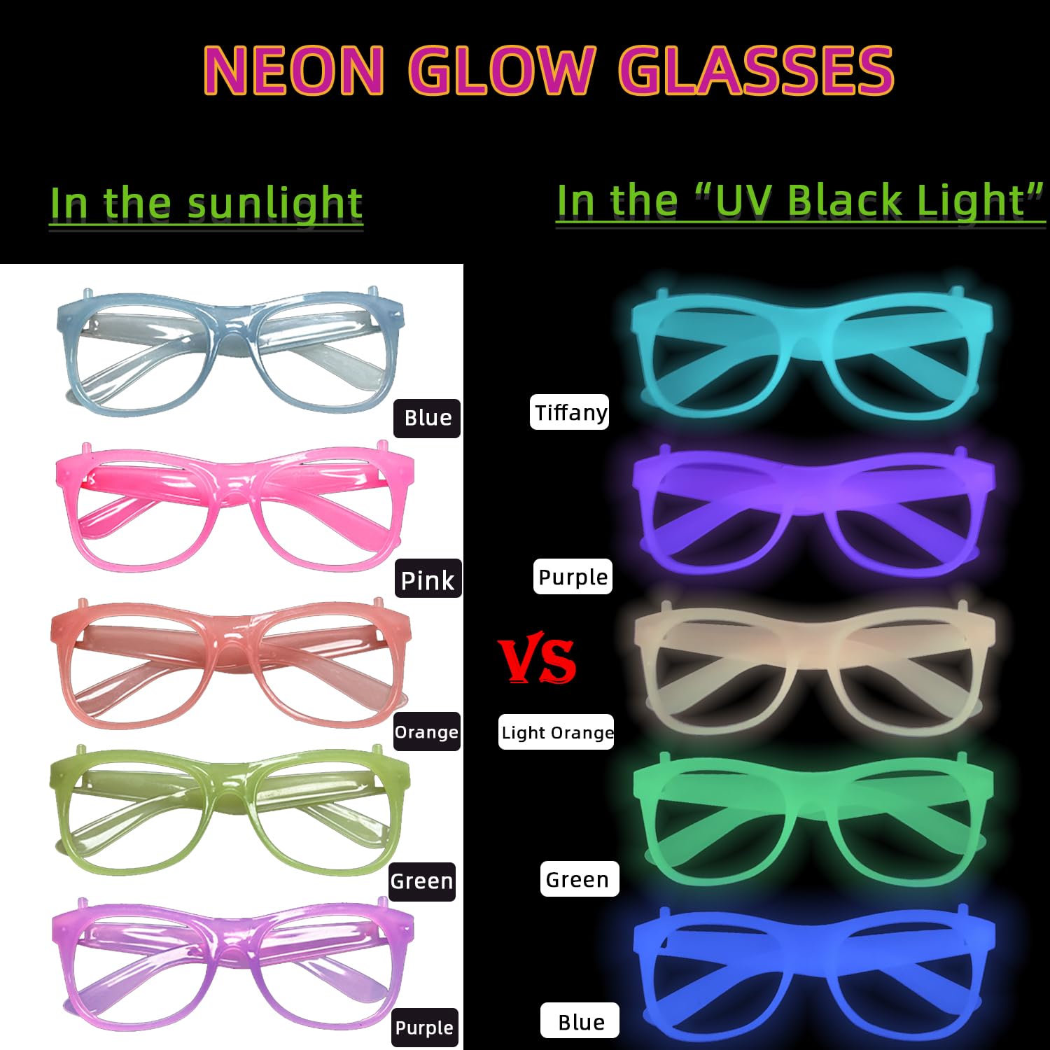 2/24 buah Kacamata Neon Menyal - Glow In The Dark Party Glasses ulasan dan harga